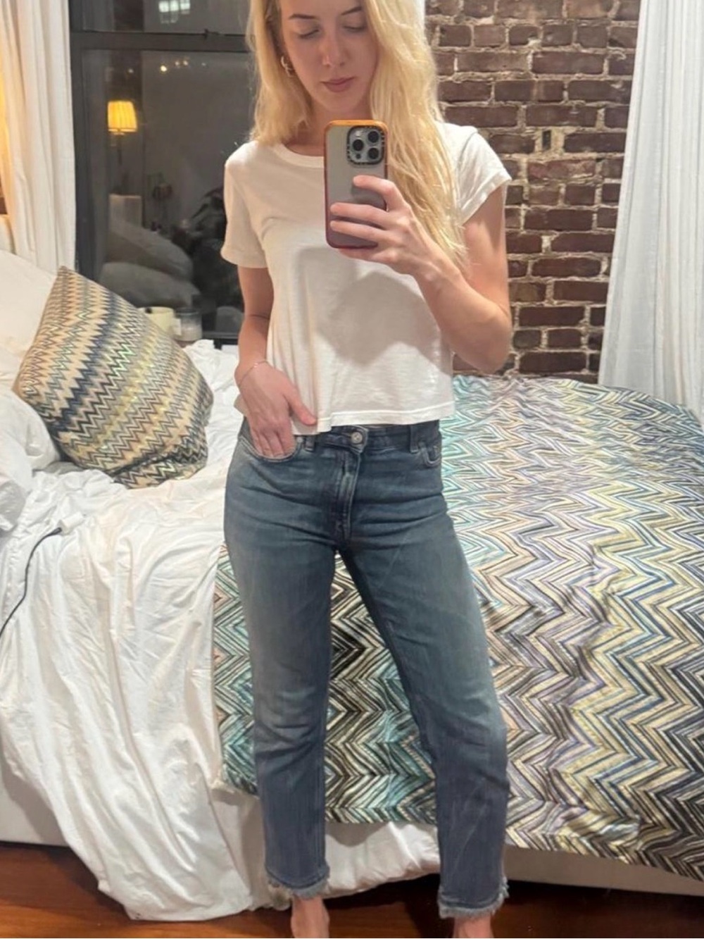 Acne Straight Leg Jeans in Blue Wash